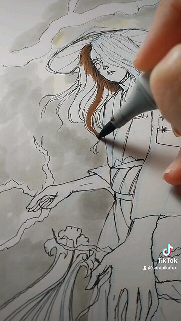 Drawing Tsukasa (Dr. Stone) as the Japanese God of Storms.