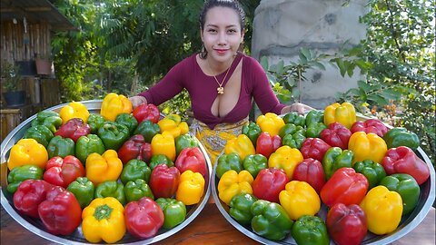 Vegetable crispy with chicken cook recipe and eat - Amazing video