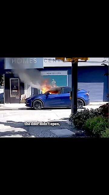 Electric Car Shuts Down, Traps the Driver Inside, then Catches Fire.