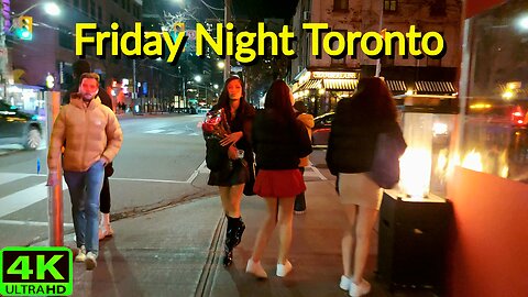 【4K】Toronto Black Friday Night Christmas tree lighting Nightlife Canada 🇨🇦