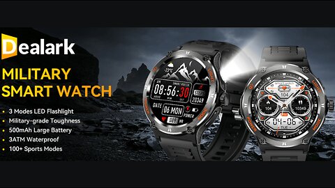 Military Smart Watch for Men with LED Flashlight 500mAh Big Battery Tactical Smartwatch