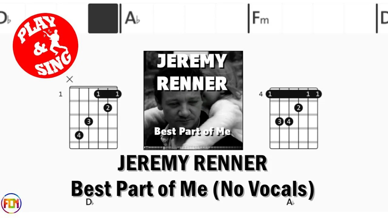 JEREMY RENNER Best Part of Me FCN GUITAR CHORDS & LYRICS NO VOCALS