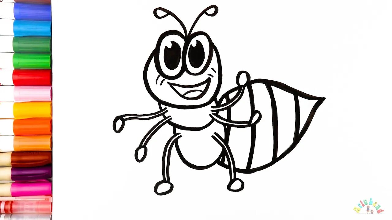 Drawing and Coloring an Ant for Kids & Toddlers | Ariu Land