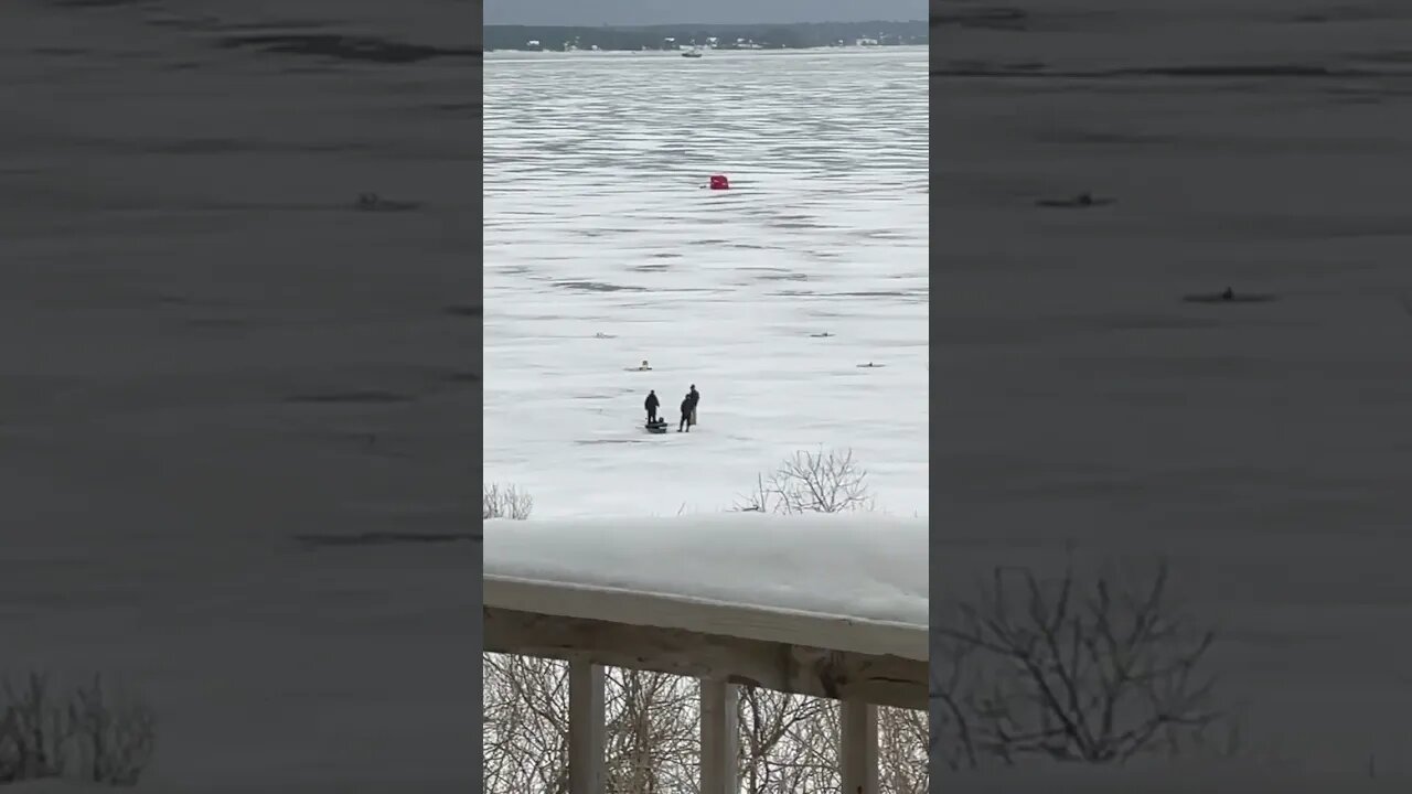 Sunday morning ice fishing on lake superior. ￼