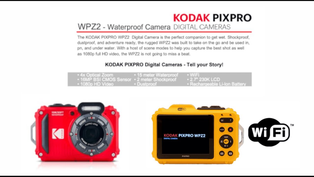 KODAK PIXPRO WPZ2 Rugged Waterproof Shockproof Dustproof WiFi Digital Camera