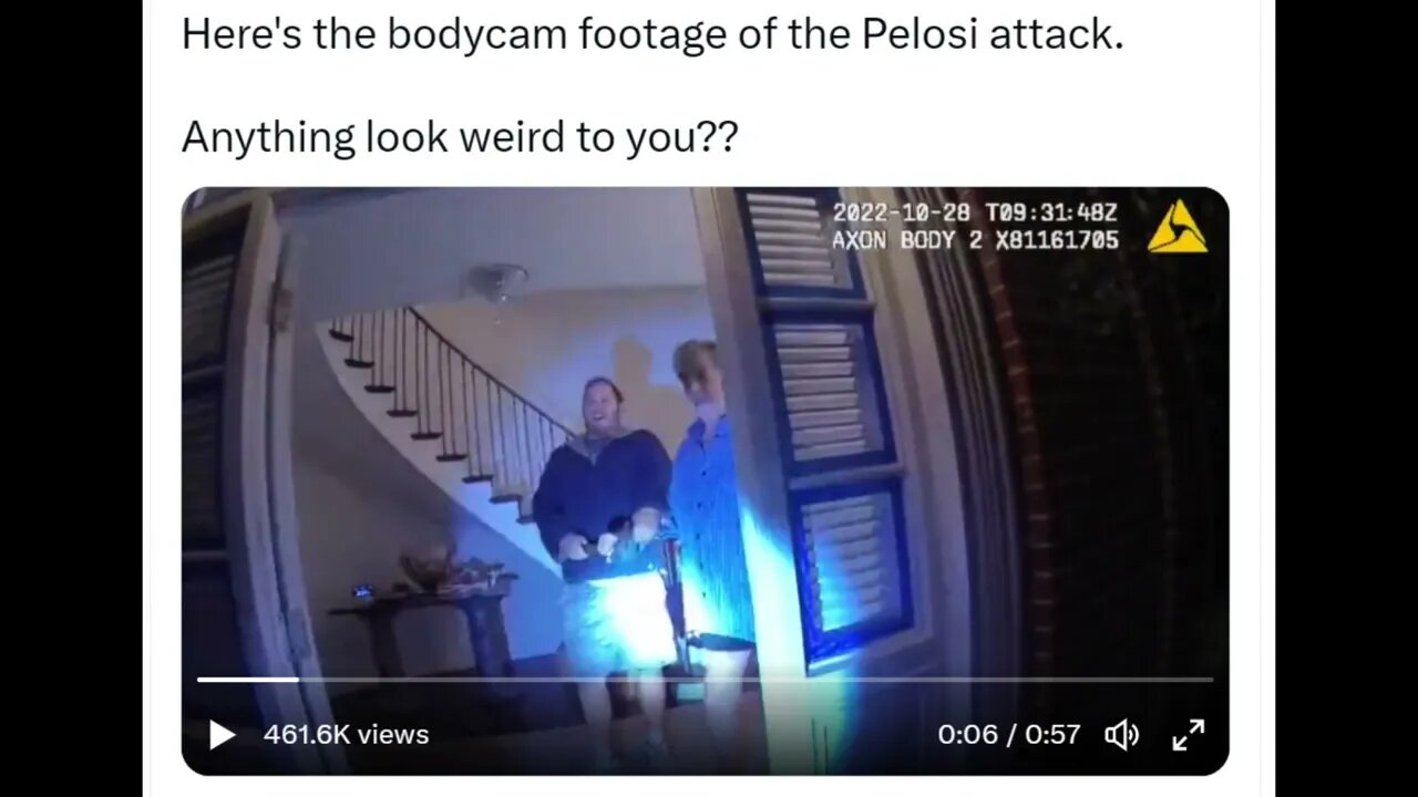 🟨這是佩洛西襲擊事件的隨身攝像頭視頻