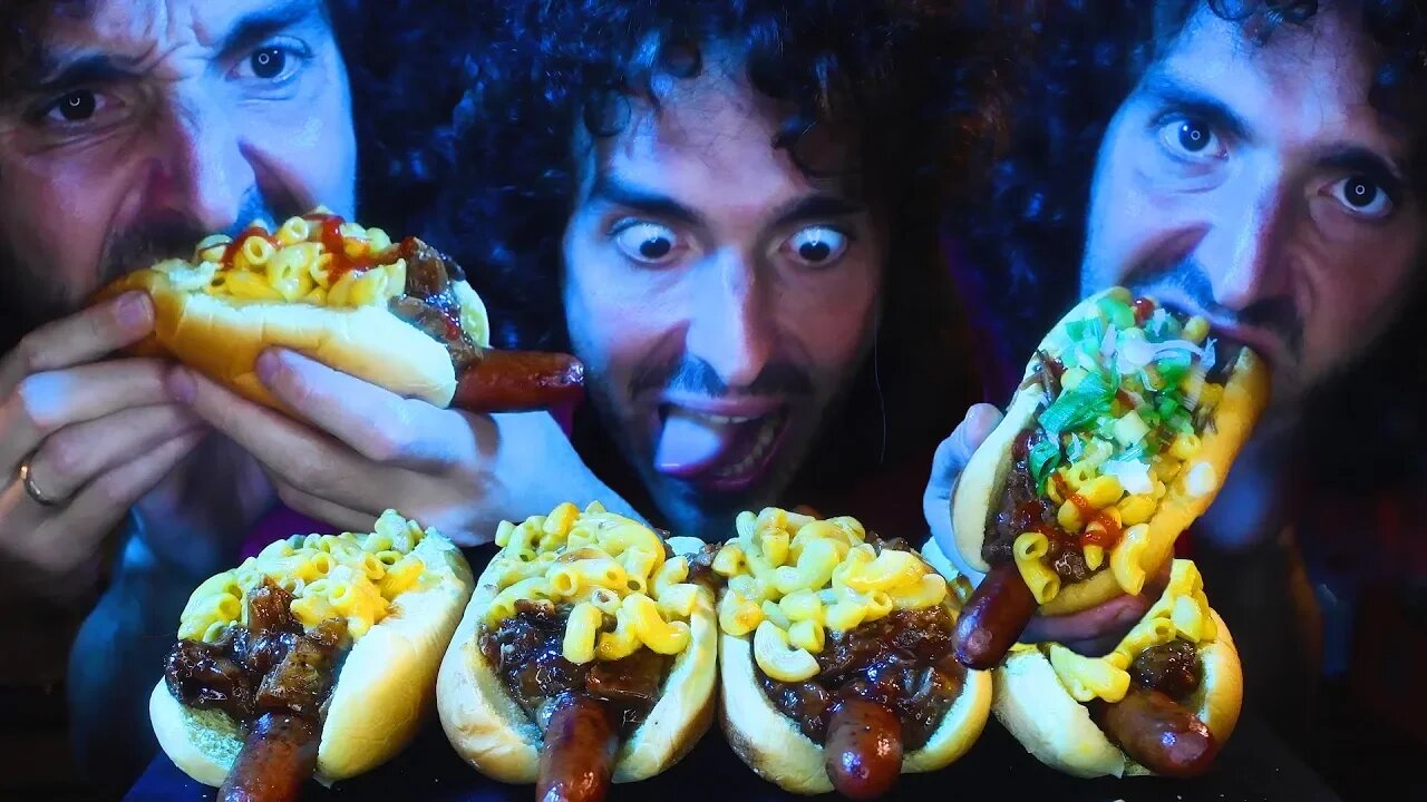 ASMR PULLED PORK + MAC n CHEESE * HOT DOGS * ! MESSY EATING NO TALKING | Nomnomsammieboy