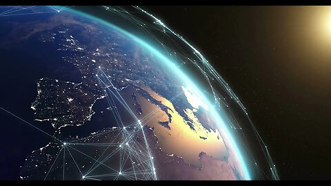 pan left view of digital connections among satellites above surface of earth from s SBV 346441909 HD