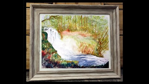 Part 2 Swallow falls in summer, watercolour demo by David J Walker