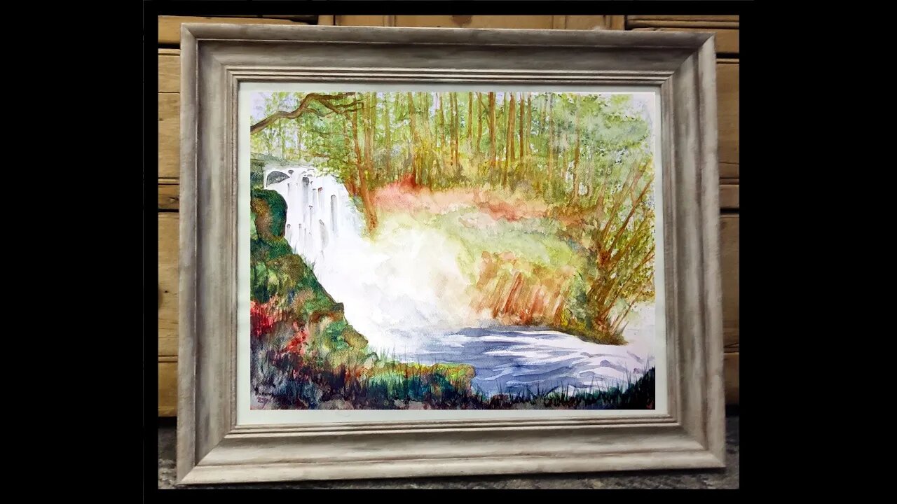 Part 2 Swallow falls in summer, watercolour demo by David J Walker