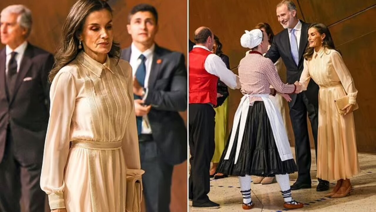 Queen Letizia Shines in Beige at Opera in Bilbao