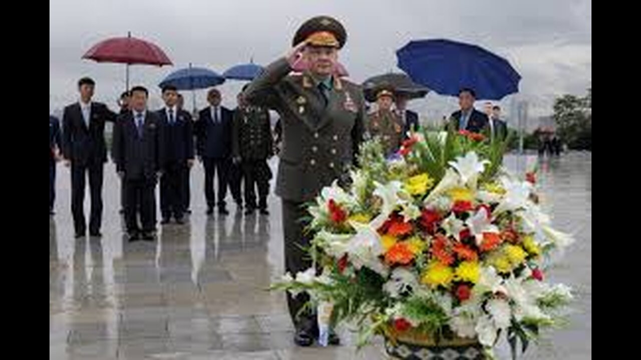 Russia’s defense minister lays a wreath at Liberation Monument in Pyongyang