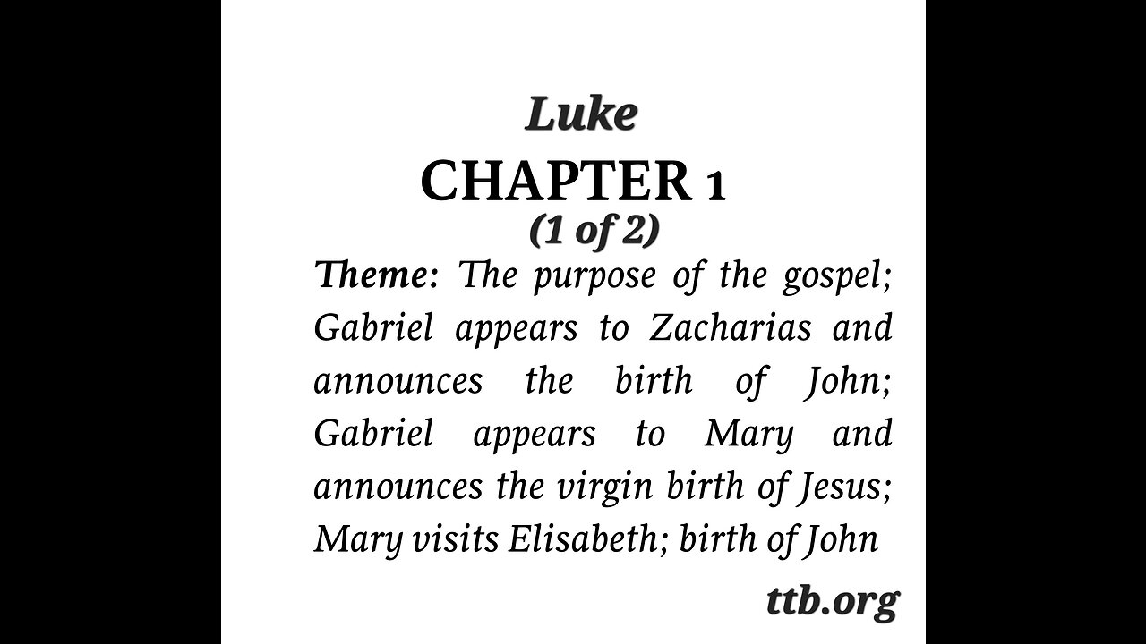 Luke Chapter 1 (Bible Study) (1 of 2)