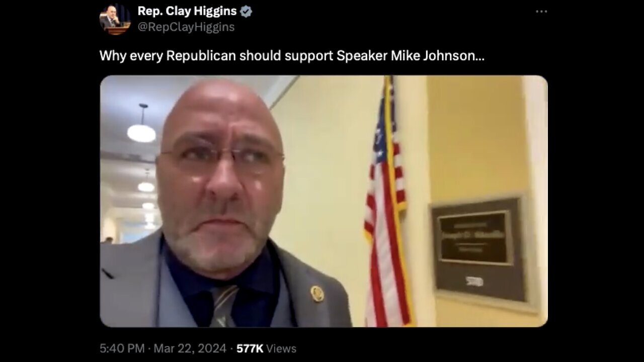REPUBLICAN REPRESENTATIVE👨💼📱STANDS WITH HOUSE SPEAKER JOHNSON🎭🏛️💫