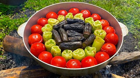 SO YUMMY THREE SISTERS DOLMA - 3 BACI DOLMA - STUFFED TOMATOES EGGPLANTS AND PEPPERS DISH RECIPE