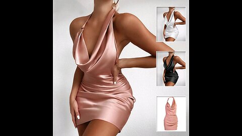 Elegant Satin V-Neck Backless Mini Dress | Sleeveless Summer Party Dress