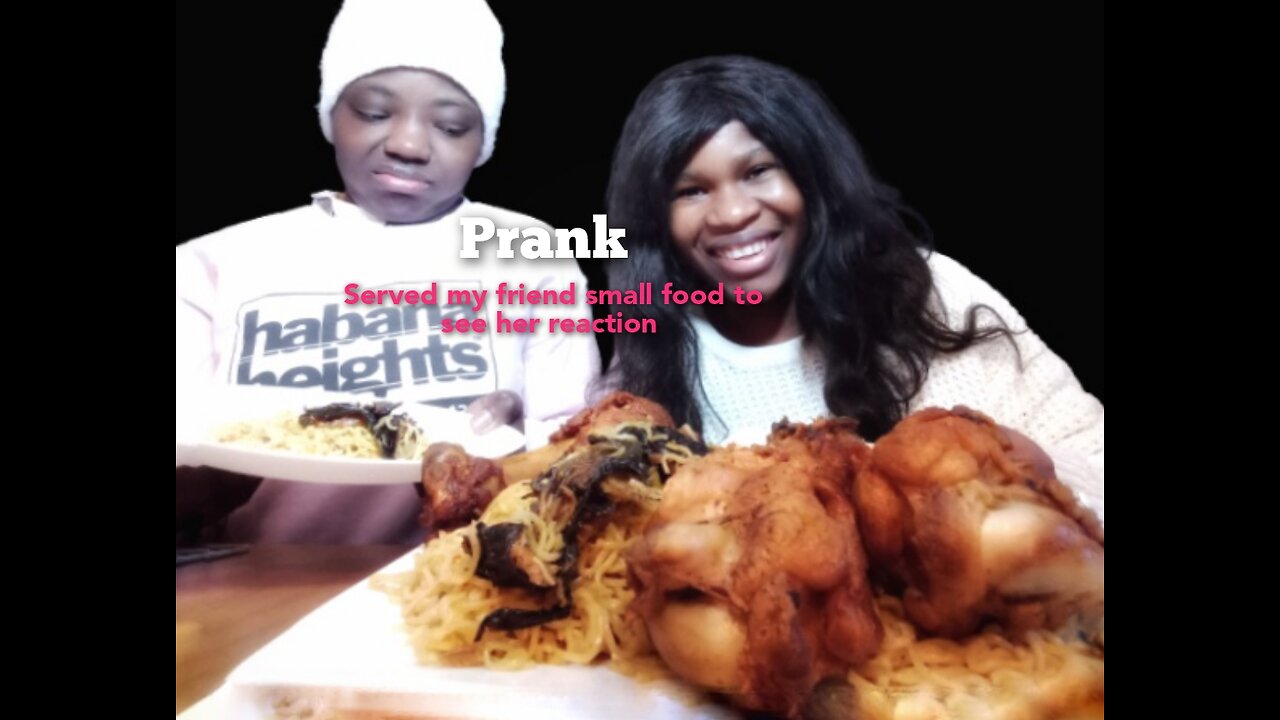 Serving my friend small food to see her reaction hilarious