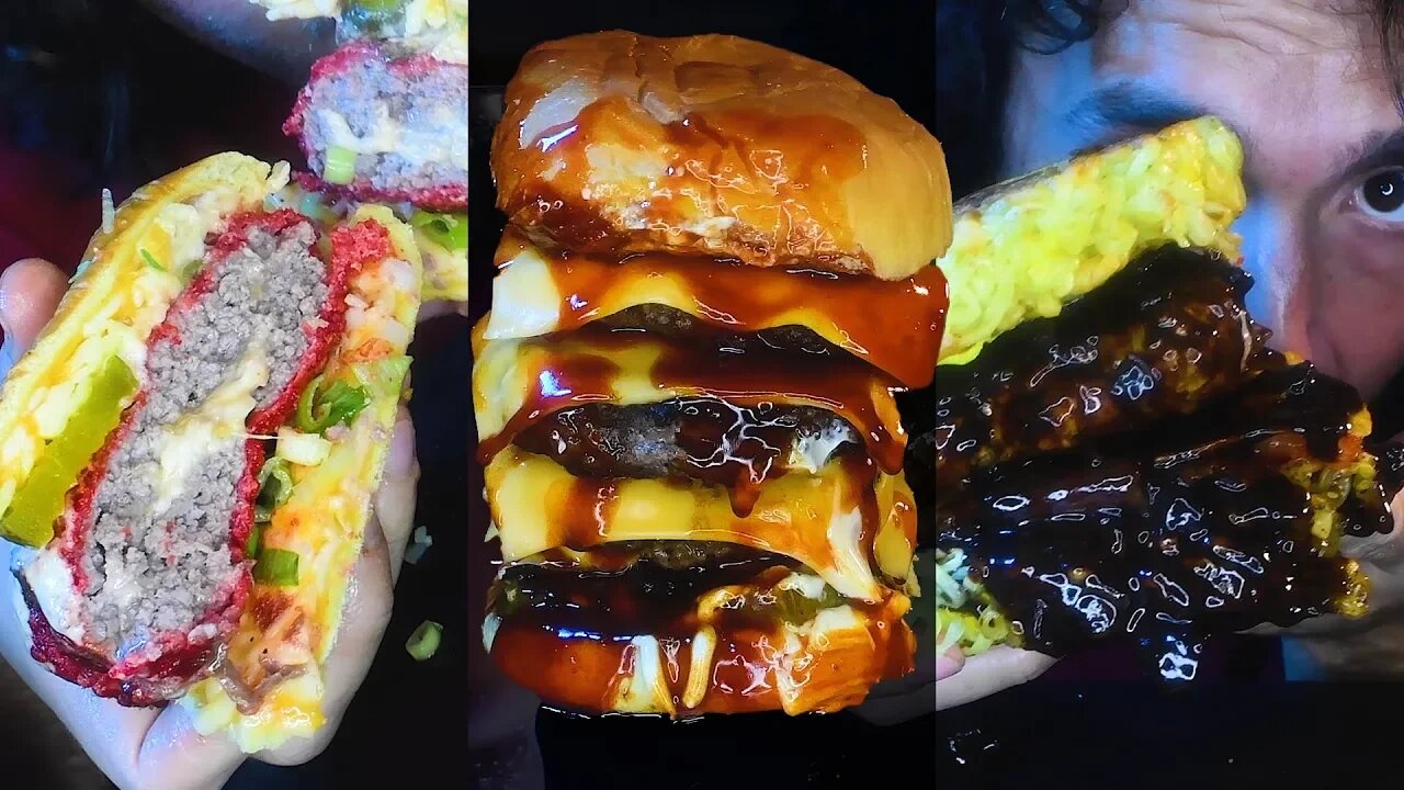ASMR Eating BURGERS For One Hour No Talking 먹방