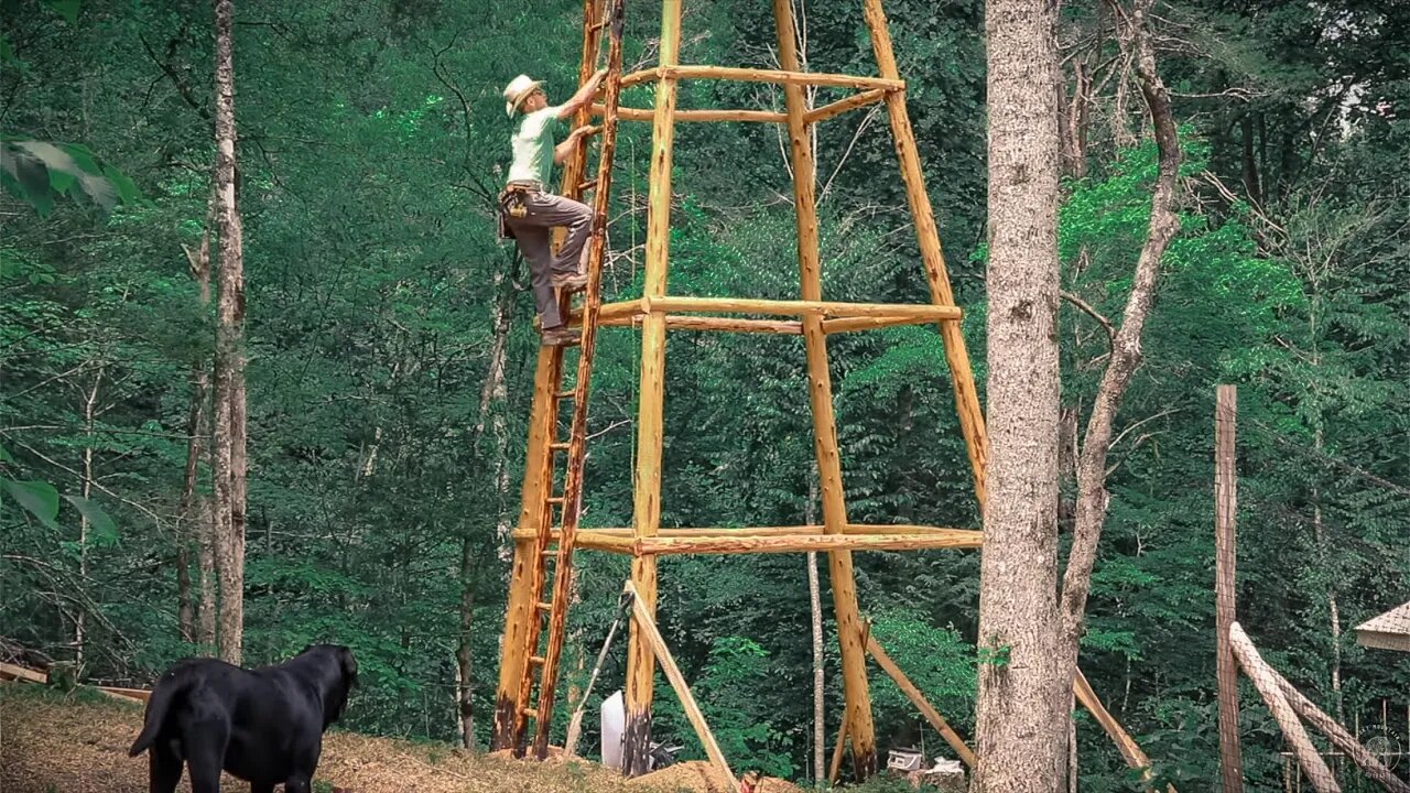 AMAZING 20 FT SATELLITE TOWER FOR THE OFF GRID CABIN