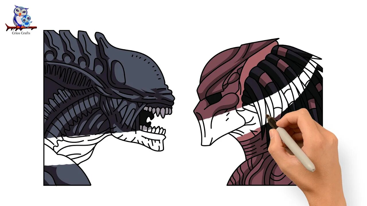 How to Draw Alien Vs. Predator - Step by Step