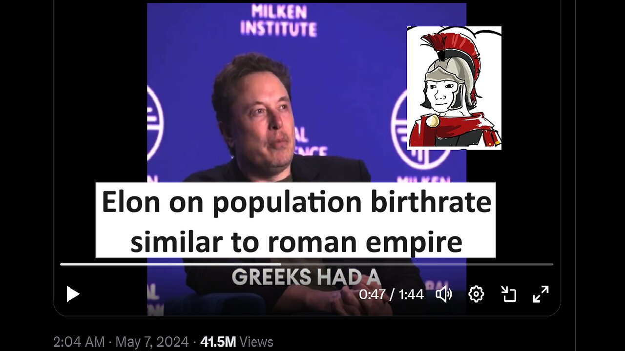 Elon notes modern birth rate similar fall or roman empire