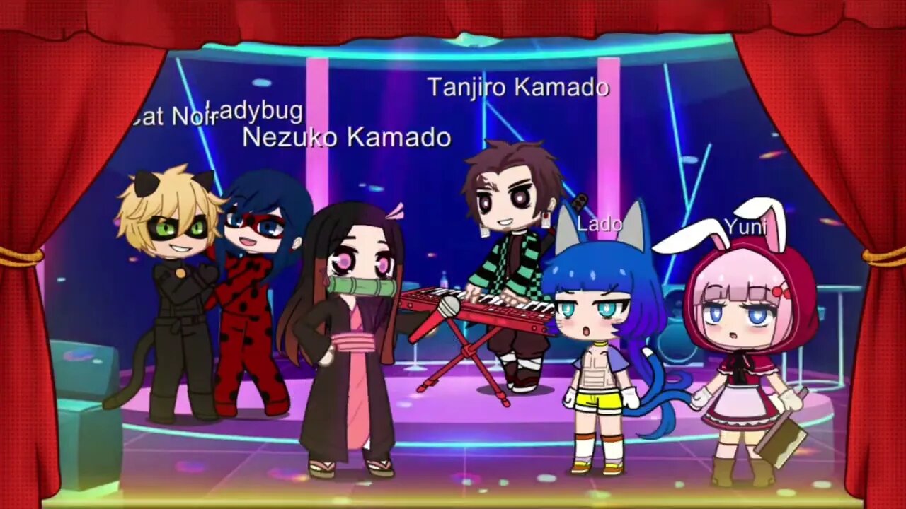 MINI FILME GACHA CLUB FESTA DOS ANIMES #nezuko #tanjiro #catnoir #ladybug