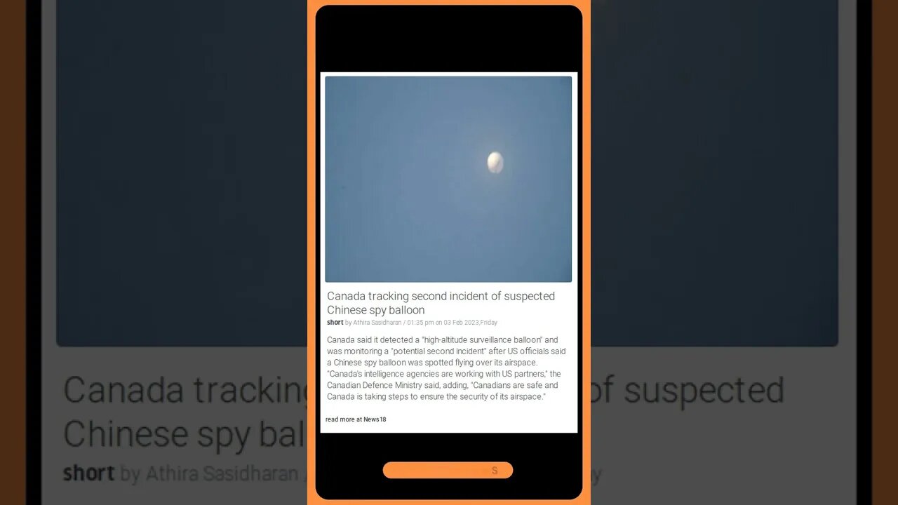 Canadian Intelligence Working with US: Monitor Possible High-Altitude Surveillance Balloon Incident