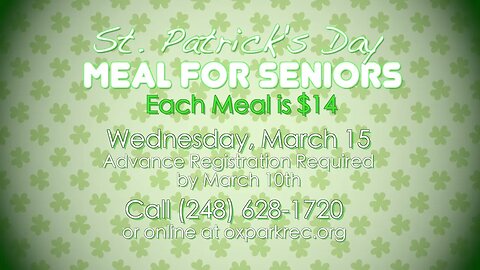 St. Patricks Meal for Seniors 3/15/23