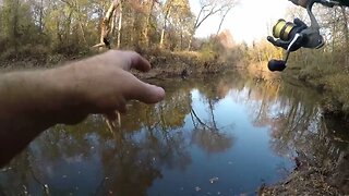 Fishing videos, Bank fishing, winter creek fishing no electronics from the bank.