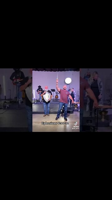 Christian Man Swings Sword on Stage and Speaks in Tongues During Worship