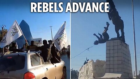 Syrian rebels topple Assad family statue after seizing Aleppo in major blow to tyrant & pal Putin