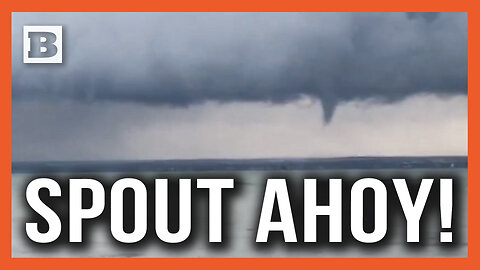 Waterspout Swirling Over Lake Eerie Seen from Canadian Beach