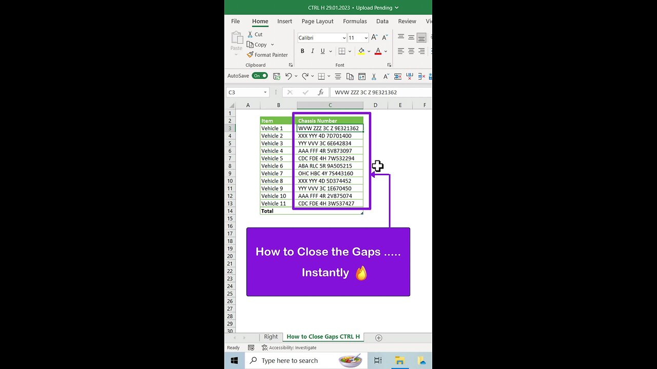 Excel Keyboard Shortcut for closing Gaps in Text Strings - it will save you a Tonne of Time👊🏿