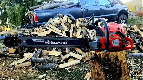 Husqvarna 592XPG Chainsaw! Review and cutting!