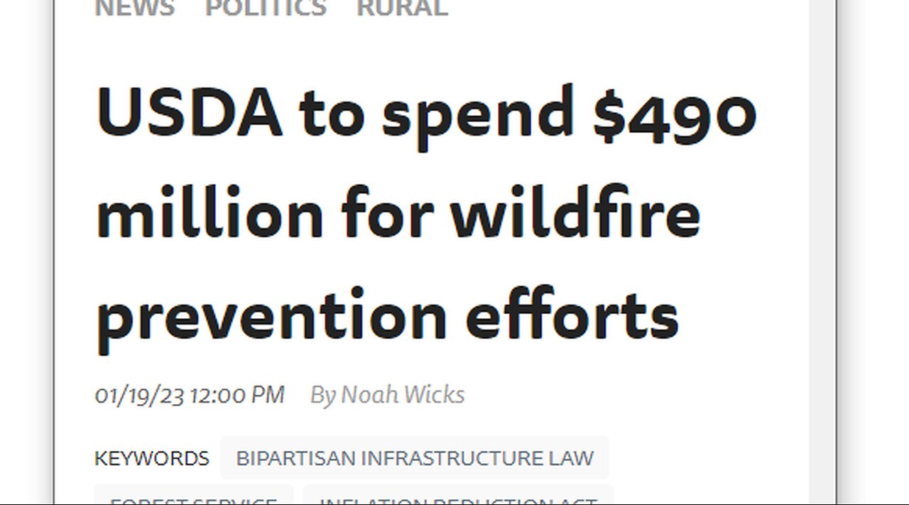 U.S. GOV ALLOCATES HALF A BILLION DOLLARS FOR WILDFIRE PREVENTION - TO START