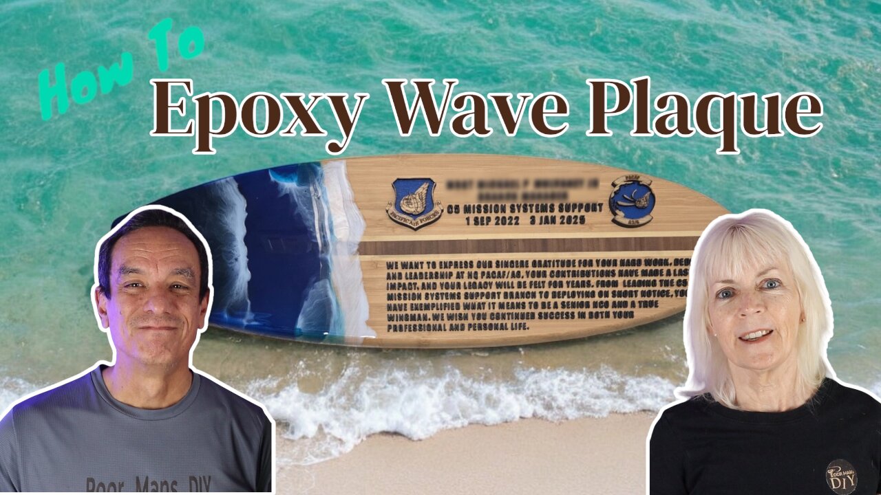 How to Create Epoxy Waves on a Surfboard Cutting Board | DIY Farewell Gift with Raised Words & Logos