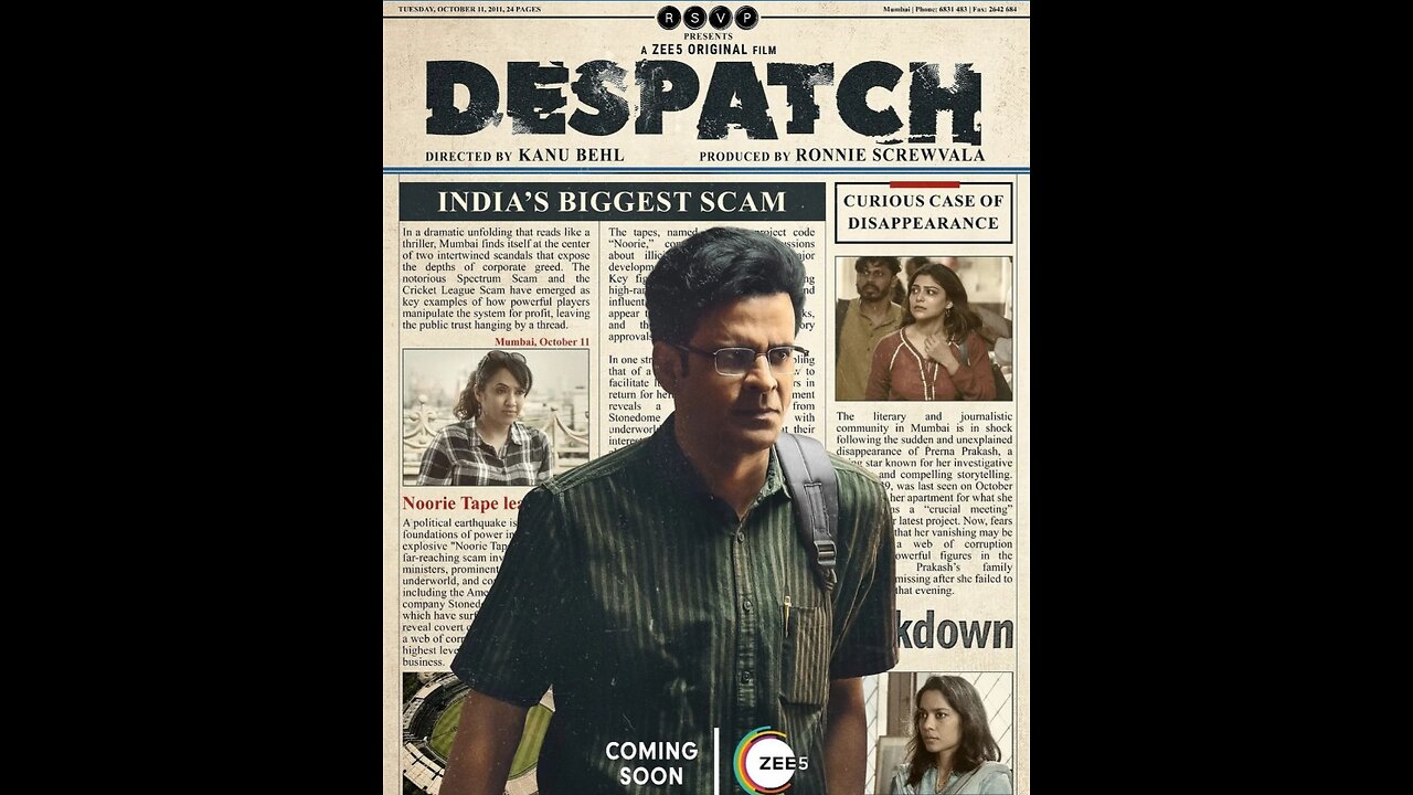 Despatch - Official Teaser - (2024) #manojbajpayee #KanuBehl #zee5 #indian #news #journalist #bomr