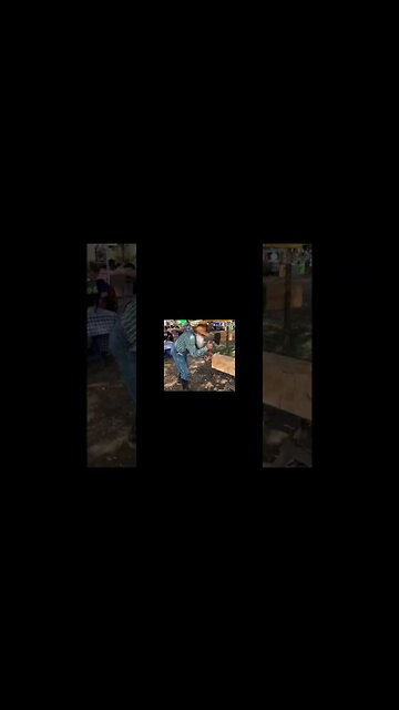 Hewing a Log at Pioneer Village in Search AR