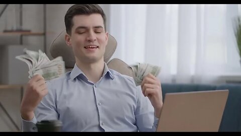 freelancer man scatters dollars sitting at office room male celebrating good invest SBV 347250403 HD