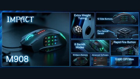 Redragon M908 Impact RGB LED MMO Gaming Mouse