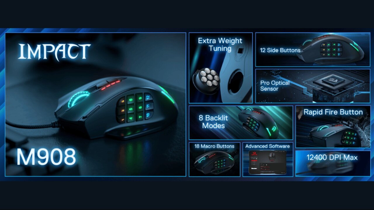 Redragon M908 Impact RGB LED MMO Gaming Mouse