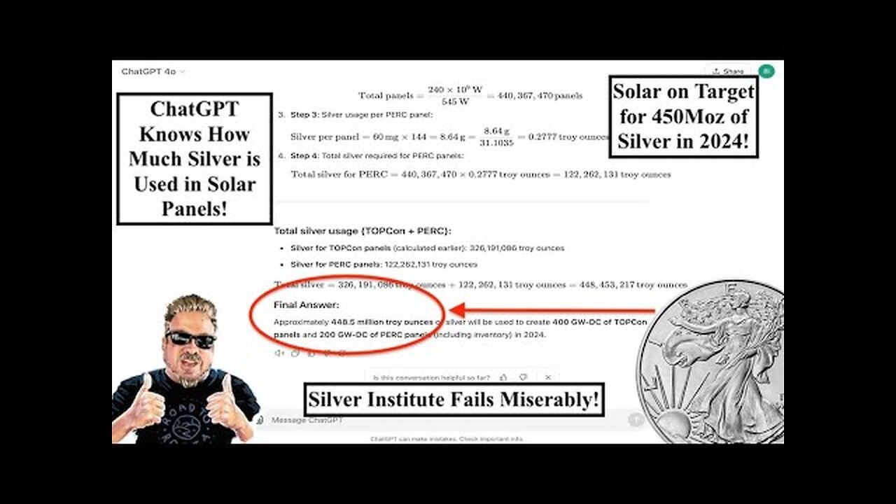 ALERT! Physical Silver Used in Solar for 2024 is Tracking 450Moz!! EASY TO CALCULATE!! (Bix Weir)