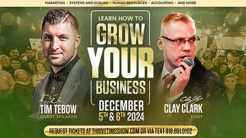 Tim Tebow | Join Tim Tebow At Clay Clark's December 5th & 6th 2024 2-Day Business Growth Workshop In Tulsa, Oklahoma (4 Tickets Remaining + Learn Marketing, Branding, Workflow Design, Accounting, Systems & More