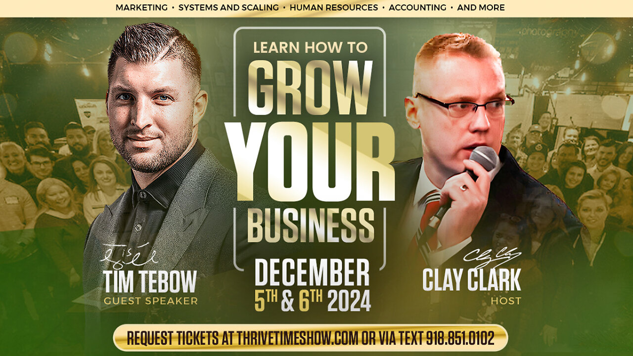 Tim Tebow | Join Tim Tebow At Clay Clark's December 5th & 6th 2024 2-Day Business Growth Workshop In Tulsa, Oklahoma (4 Tickets Remaining + Learn Marketing, Branding, Workflow Design, Accounting, Systems & More