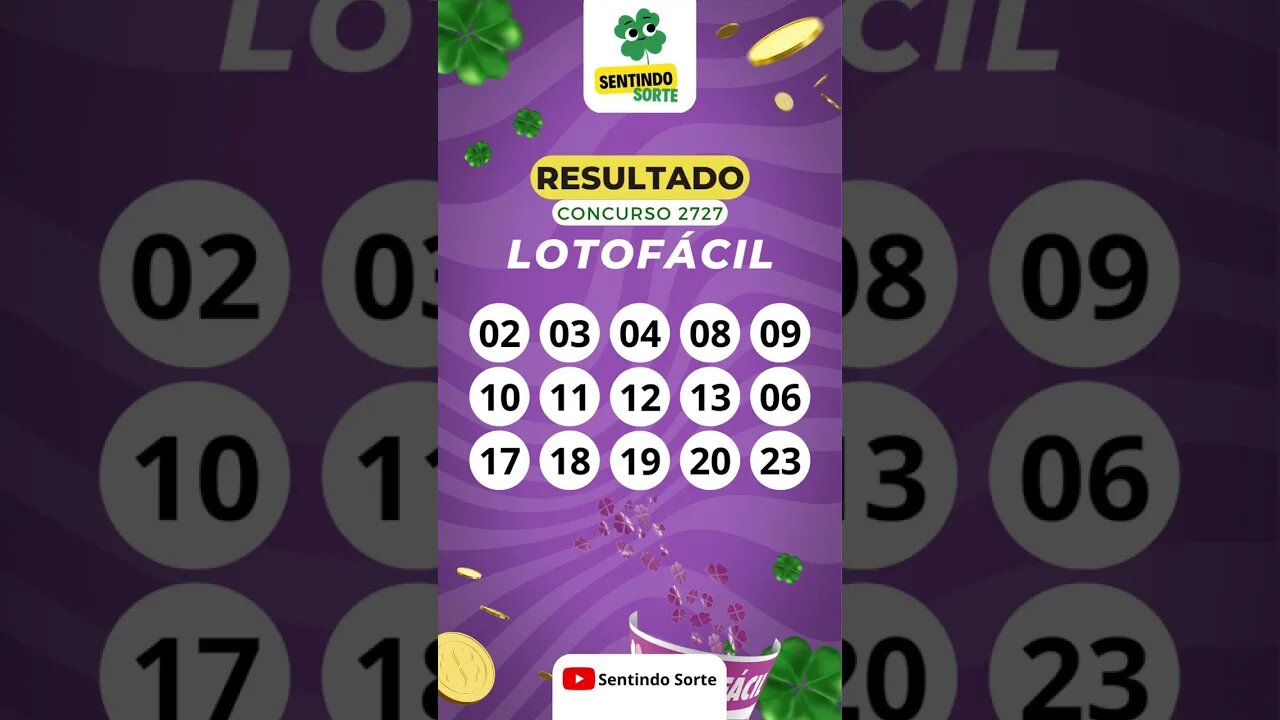 🍀 Resultado LOTOFACIL 2727 | Sentindo Sorte #shorts