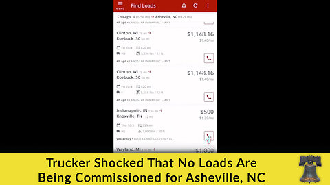 Trucker Shocked That No Loads Are Being Commissioned for Asheville, NC