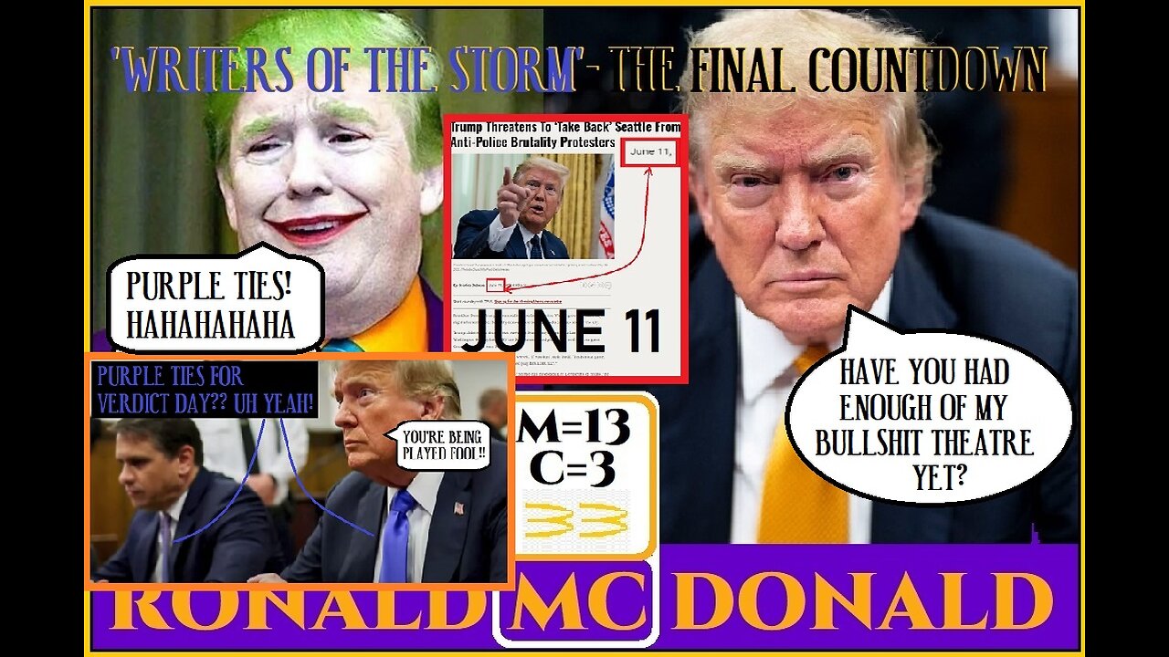 THE FINAL BATTLE- 6.11/11.6(88) - 'WRITERS OF THE STORM'- THE FINAL COUNTDOWN- TRUMP WEARS BRIGHT PURPLE TIE ON JUDGEMENT DAY. PAY ATTENTION!!