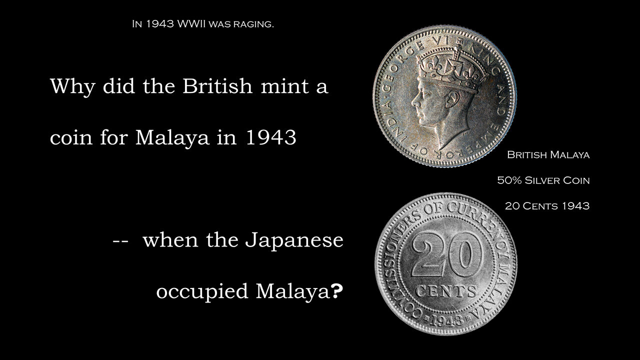 British Malaya KGVI 20 Cents 1943 Silver Coin WWII Japanese Occupation PV3