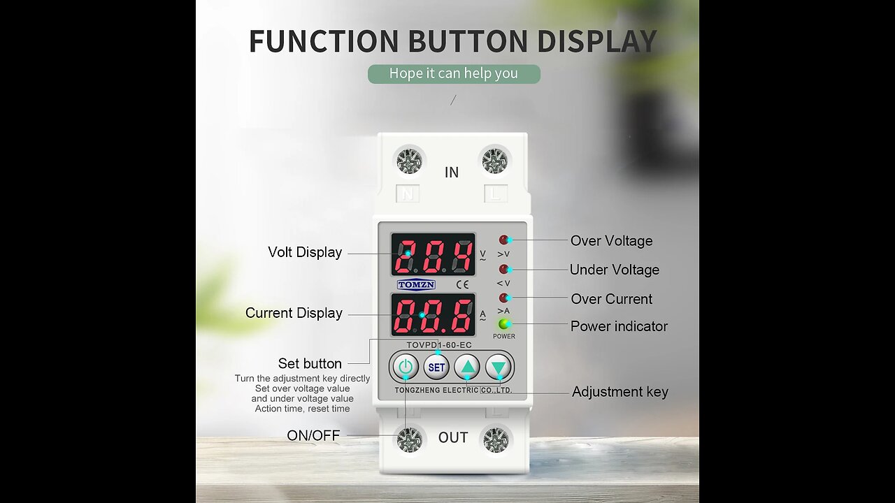 Dual Display Adjustable Over Under Voltage Current Protective Device