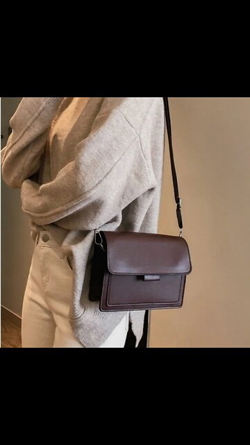 Shoulder Bag Ins Versatile Wide Shoulder Strap Small Square Bag Retro Pu Leather Crossbody Bag